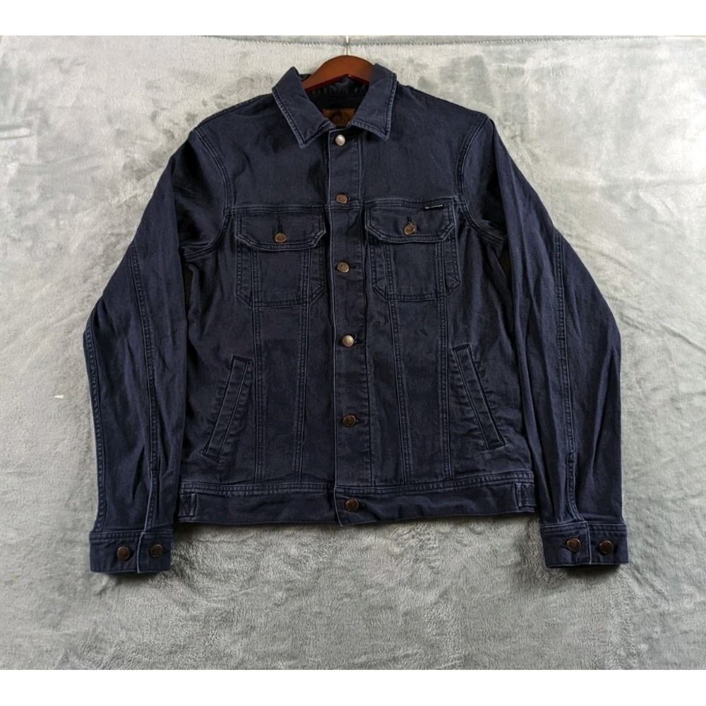 Origin Maine Jacket Mens Small Dark Blue Stretch Canvas Trucker Faded USA Made